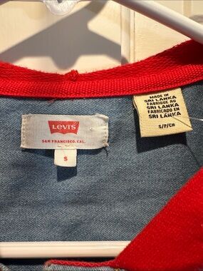 Levi's Light Blue Denim Tee with Bright Red Trim